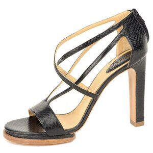 CHLOE SHOES STRAPPY BLACK PYTHON / SNAKESKIN LEATHER SANDALS ZIPPER sz 41.5